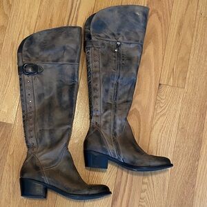 Vince Camuto Distressed Brown Leather Boots